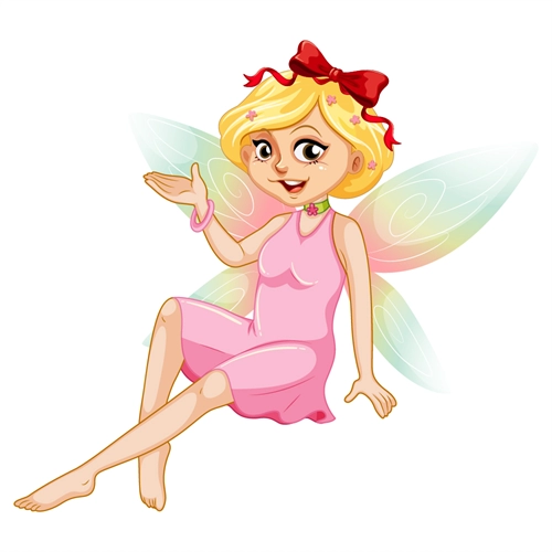 Pink Sitting Fairy with Red Bow Transparent Sticker